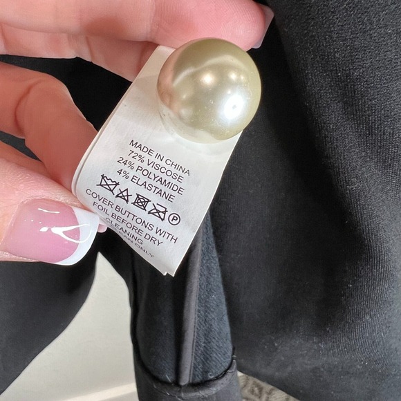 Kate Spade Broome Street Coat Jacket Women's 4 Black Ponte Ruffled Pearl Buttons - Picture 8 of 12